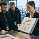 Aéroport formation : formatrice en hall d’aéroport avec procédure en groupe
