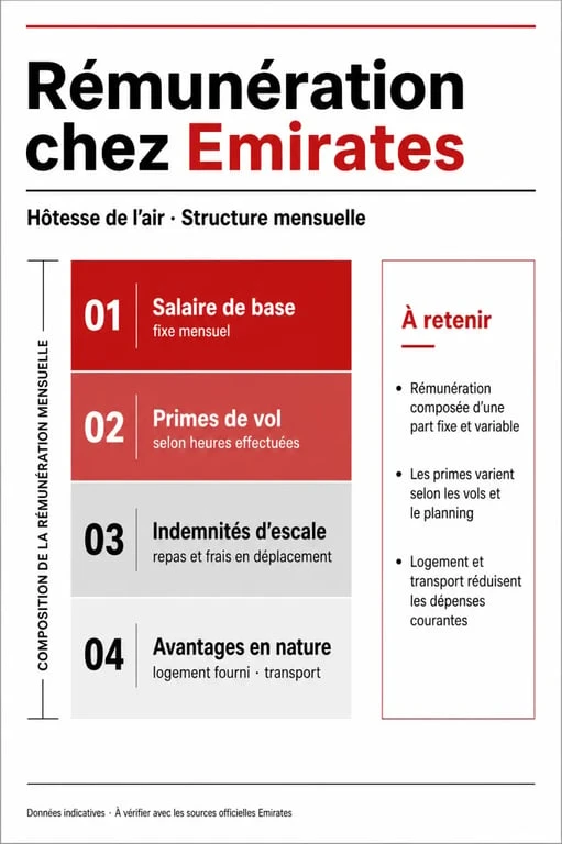 Structure du package de rémunération et salaire hôtesse de l'air Emirates