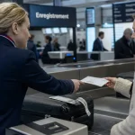 agent d escale air france aide une passagère à l’enregistrement