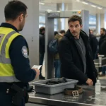 Agent de sûreté aéroportuaire au PIF, contrôle sécurité bagages