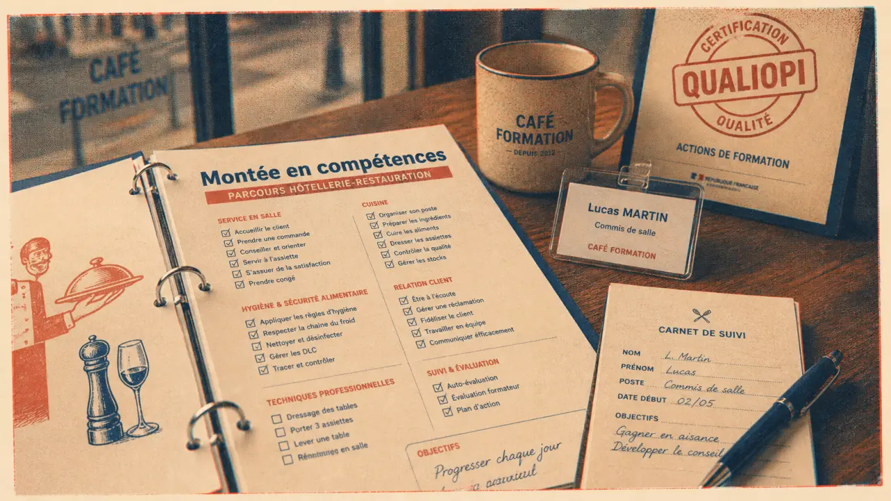 Etoiles Academy centre de formation professionnelle Paris 75009 Qualiopi, bureau et checklists hôtellerie-restauration