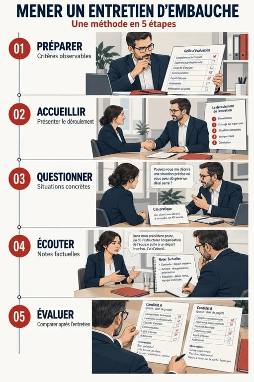 Étapes clés pour savoir comment mener un entretien d'embauche