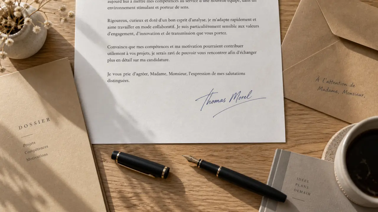Fin de lettre de motivation : formule finale avec Je vous prie d’agréer et signature