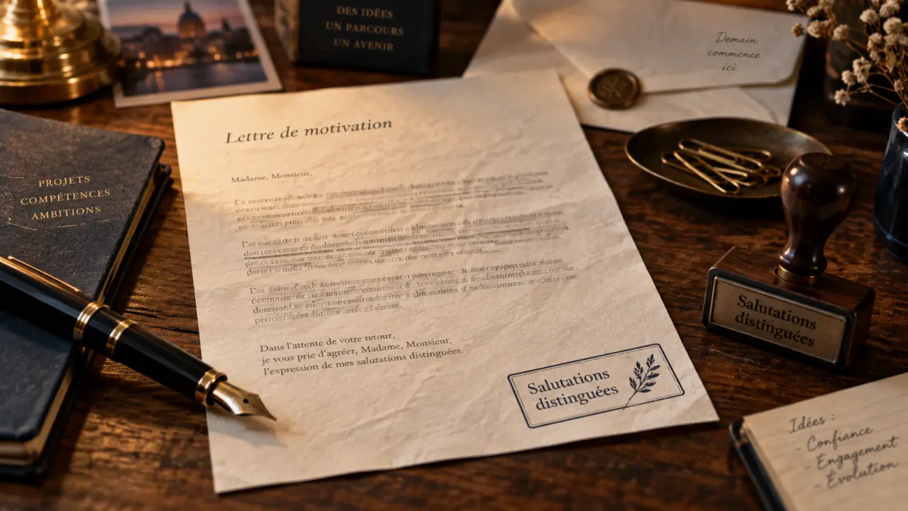 formule de politesse lettre de motivation : salutations distinguées sur une lettre