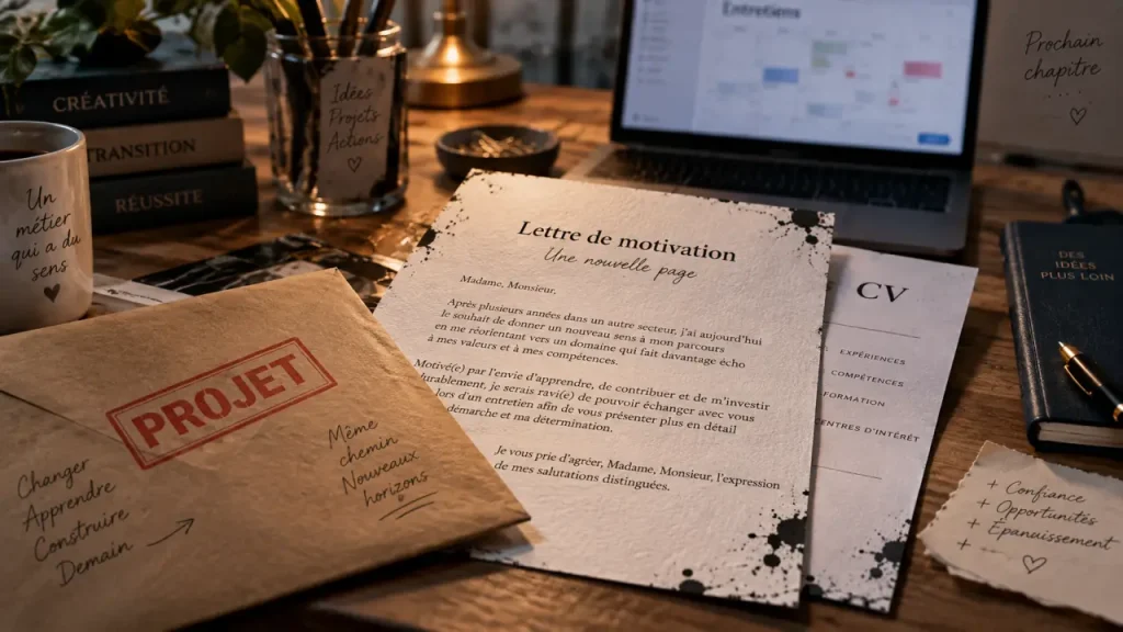 Une lettre de motivation de reconversion transforme un parcours atypique en projet crédible
