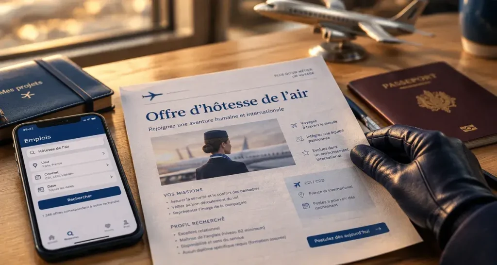 Offre d’emploi hôtesse de l&rsquo;air : filtrer les annonces sans perdre de temps ni de candidatures