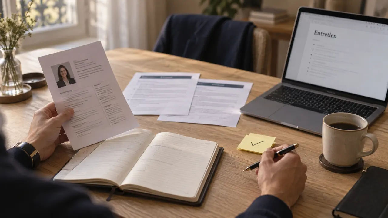 preparer entretien embauche : CV, offres et stylo